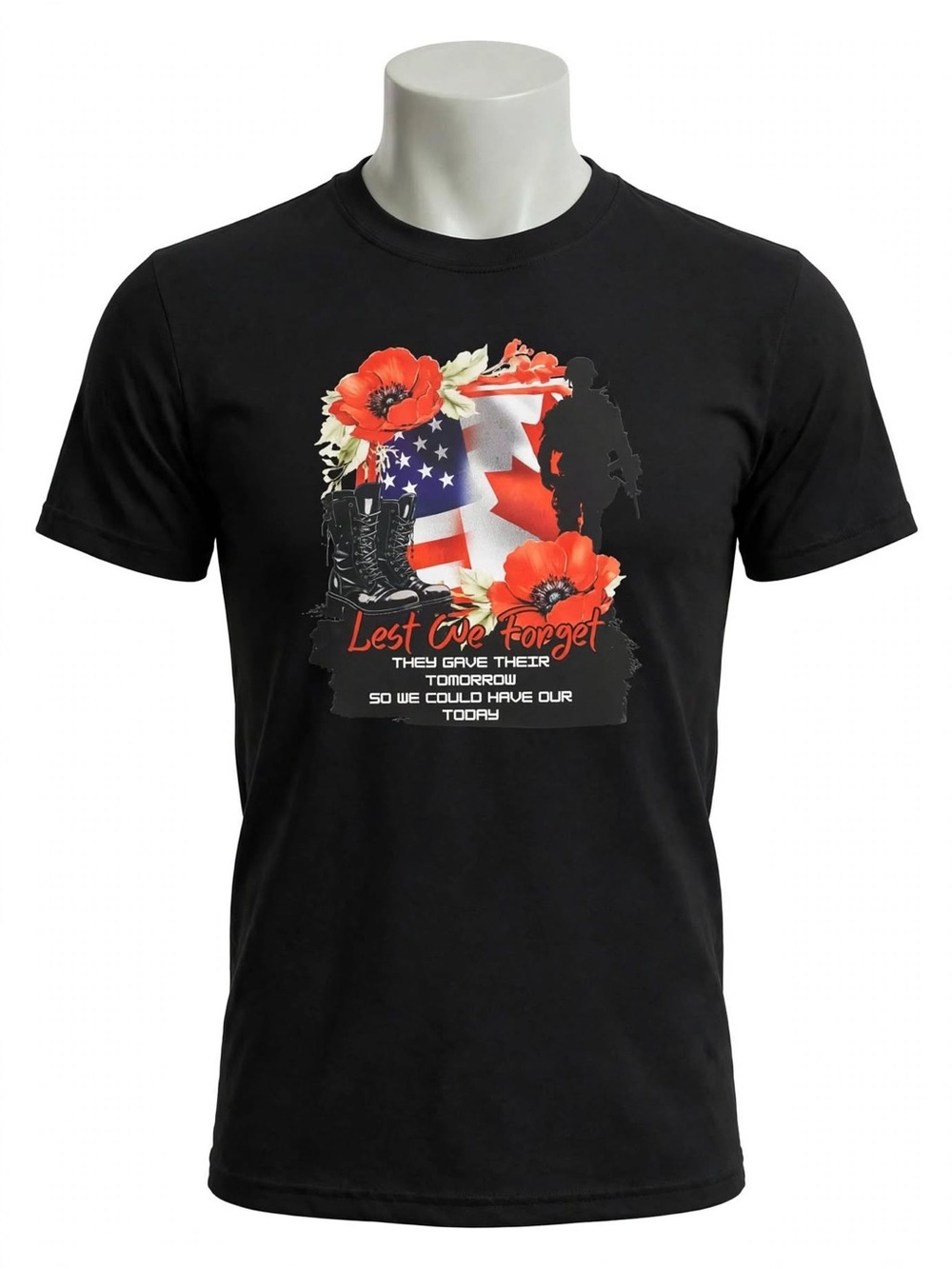 Men's Black 'Lest We Remember' Memorial Graphic Tee